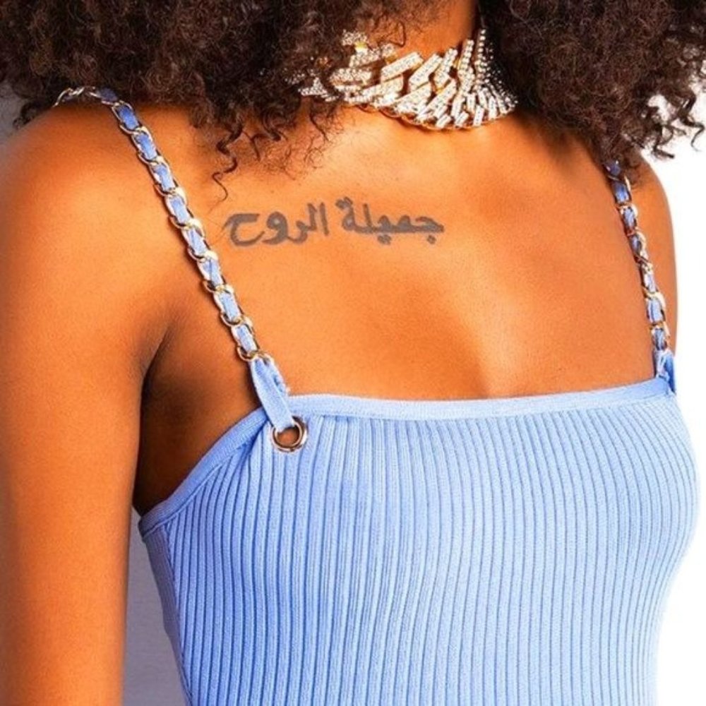 Callie on the 9s: Ribbed Chain Bodycon Dress in Periwinkle Large - Picture 2 of 7